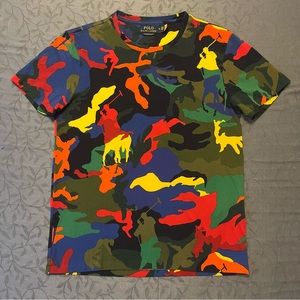 Polo Ralph Lauren Shirt Mens Medium Multicolor Colorful Camo Custom Slim Fit